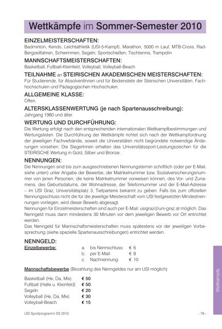 Universitäts- Sportprogramm - Karl-Franzens-Universität Graz