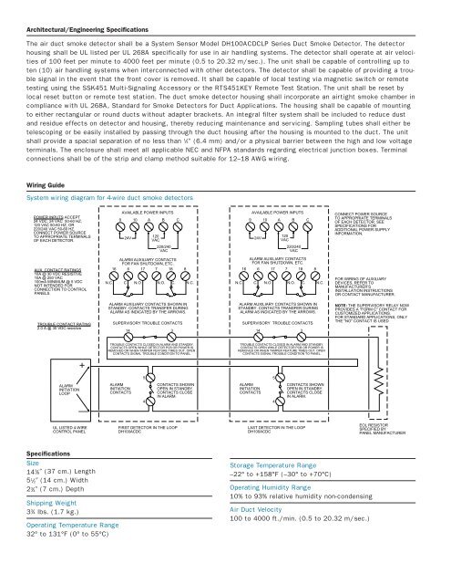 4-Wire Low-Flow Duct Smoke Detector - Nordyne