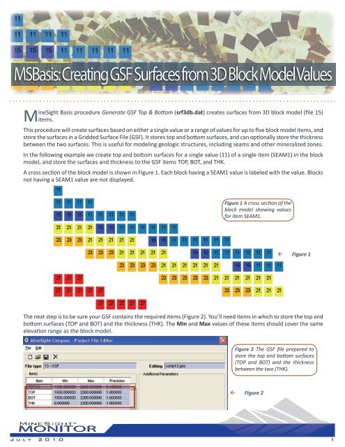 Creating GSF Surfaces from 3D Block Model Values - Mintec, Inc.