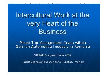 Intercultural Work at the very Heart of the Business - SIETAR Europa