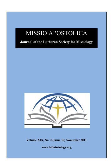 Missio Apostolica â November 2011 - Lutheran Society for Missiology