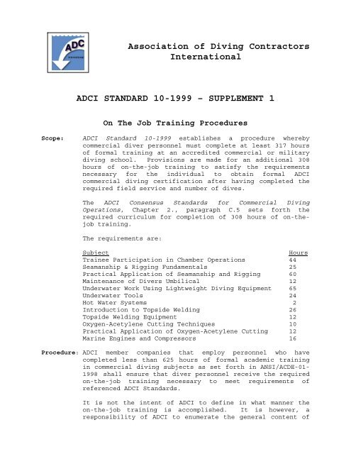 ADCI STD10 _On-the-Job_ Supplement 1.pdf - Association of Diving ...