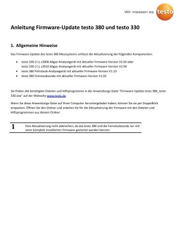 Anleitung Firmware-Update testo 380 und testo 330 - Testo AG