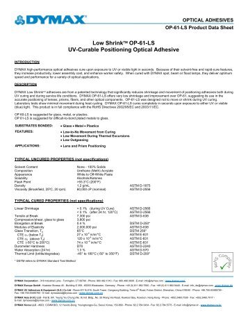 Dymax OP-61-LS - Fiber Optic Center, Inc.