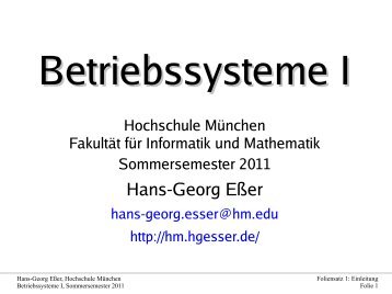 pdf (1-up) - Betriebssysteme - Hans-Georg Esser