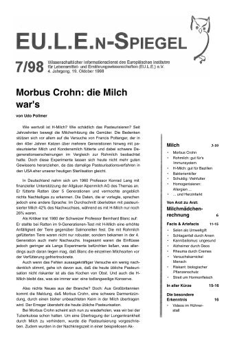 Morbus Crohn: die Milch war's - Europäisches Institut für Lebensmittel