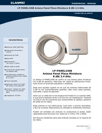 LP-PANEL2408 Antena Panel Plana Miniatura 8 dBi 2.4 ... - LanPro