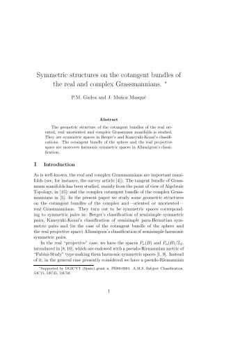 Symmetric structures on the cotangent bundles of the real and - Csic