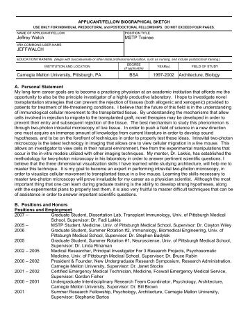 NIH Biosketch - University of Pittsburgh :: MSTP