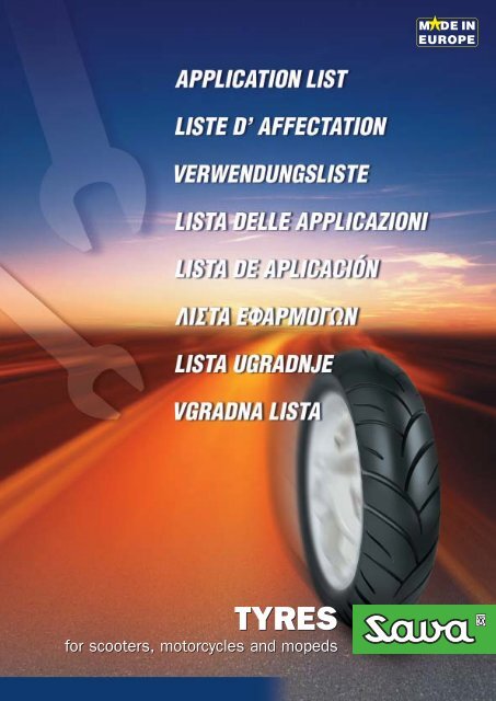 Application list - tyres for scooters, motorcycles and ... - Savatech