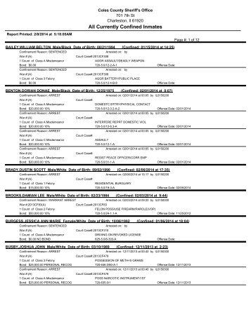 All Currently Confined Inmates - Coles County