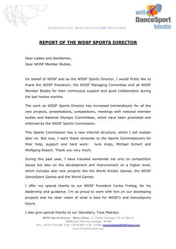 11. Sports Director's Report - World DanceSport Federation