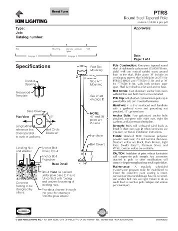 PTRS Round Steel Tapered Poles - Kim Lighting