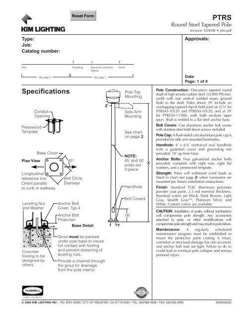 Ptrs Round Steel Tapered Poles Kim Lighting
