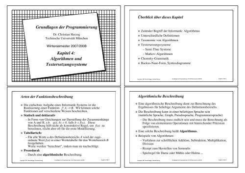 Grundlagen der Programmierung Kapitel 4: Algorithmen und ...