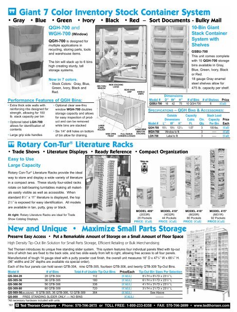 Giant 7 Color Inventory Stock Container System - Ted Thorsen Catalog