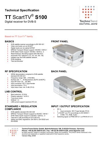 TT ScartTV S100 - TechnoTrend GÃƒÂ¶rler