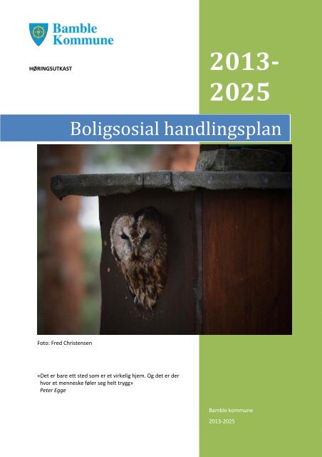 Boligsosial handlingsplan 2013 - 2015 - Bamble kommune