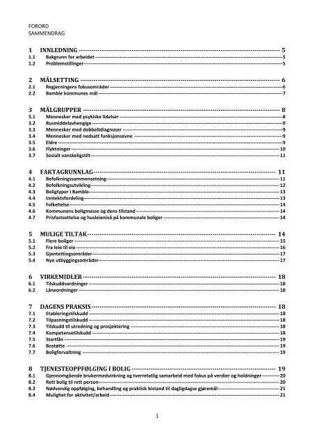 Boligsosial handlingsplan 2013 - 2015 - Bamble kommune