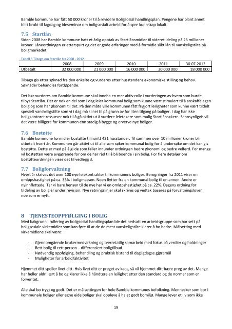 Boligsosial handlingsplan 2013 - 2015 - Bamble kommune