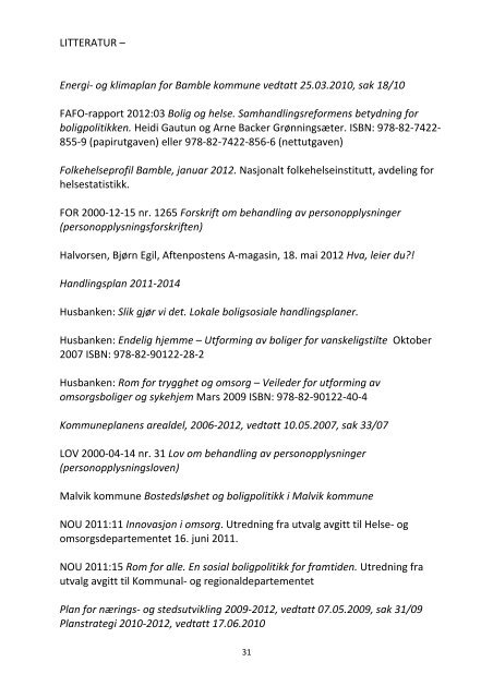 Boligsosial handlingsplan 2013 - 2015 - Bamble kommune