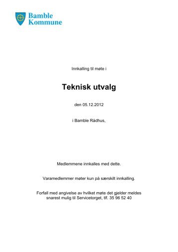 Tilleggskart til mÃ¸te i teknisk utvalg 05.12.12 - Bamble kommune