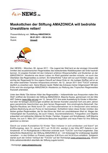Maskottchen der Stiftung AMAZONICA will bedrohte Urwaldtiere ...