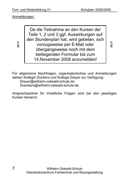 Liebe Kolleginnen und Kollegen - Fortbildungen