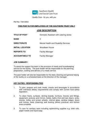 kitchen assistant job description