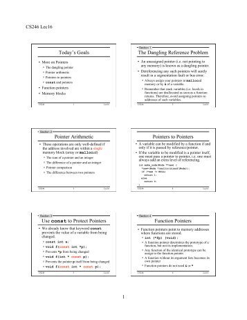 Advanced use of pointers, function pointers and binary I/O