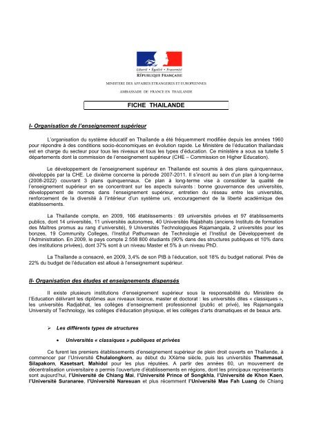 Fiche Curie Thailande - France-Diplomatie-MinistÃ¨re des Affaires ...