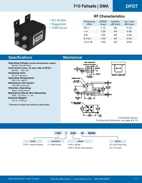 DPDT (TRANSFER) COAXIAL SWITCH - DowKey Microwave