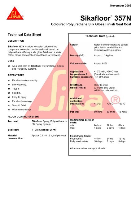 Sika Epoxy Colour Chart