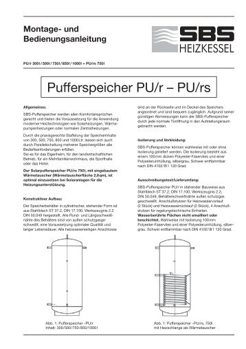 Pufferspeicher PU/r â PU/rs - SBS Heizkessel