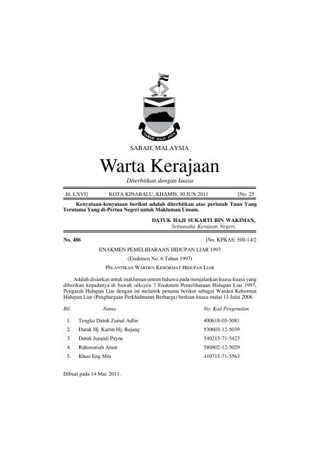 Warta Kerajaan - Sabah