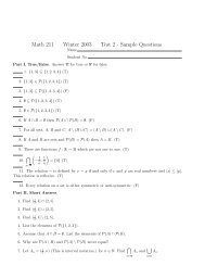 Math 211 Winter 2003 Test 2 - Sample Questions