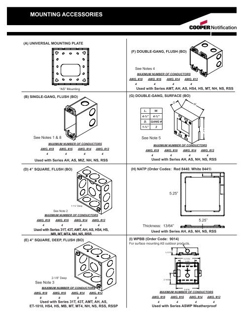 mounting accessories - Wheelock Products