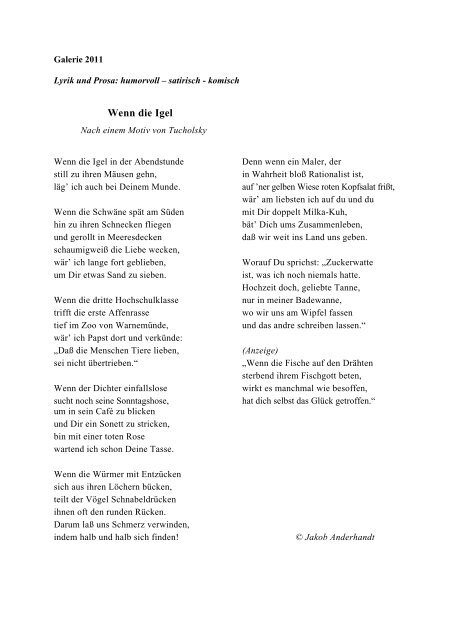 Gedicht igel Gedicht: Der