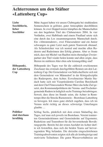 StÃ¼Ã¼rbord Ausgabe 2004-02 - Seeclub StÃ¤fa