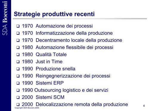 Lucidi del Prof. Claudio SELLA - SDA Bocconi