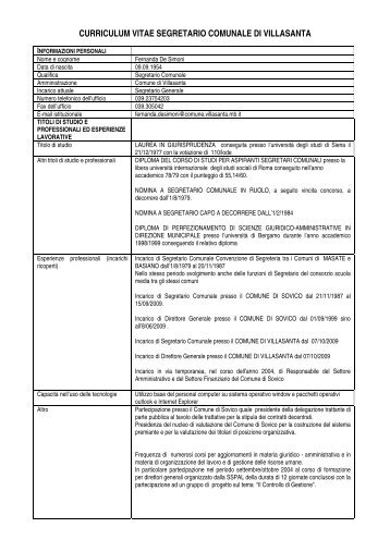 curriculum vitae segretario comunale di villasanta - Comune di ...