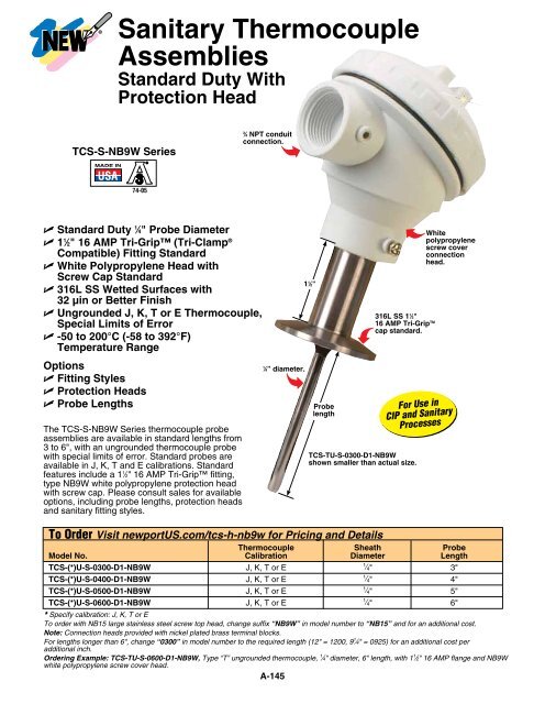 3-A Approved Sanitary Thermocouple Sensors with ... - NEWPORT