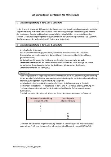 Schularbeiten in der Neuen NÃ Mittelschule