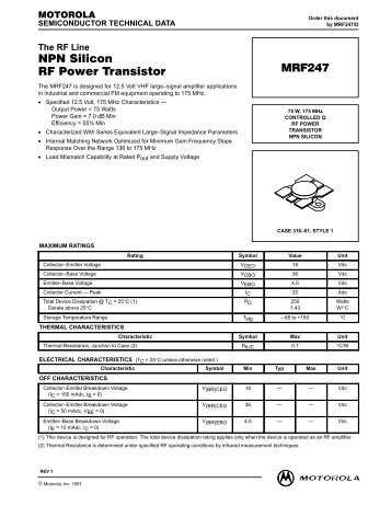 NPN Silicon RF Power Transistor MRF247 - CB Tricks