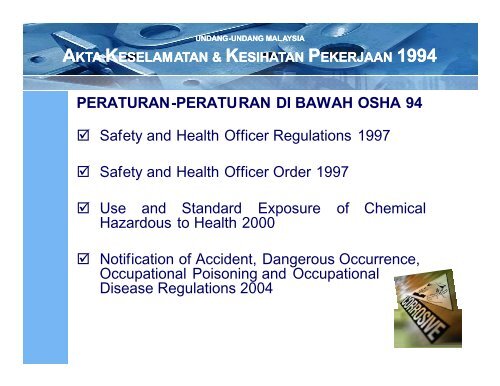 Akta Keselamatan & Kesihatan Pekerjaan 1994 - Akta 514 - (OSHA ...