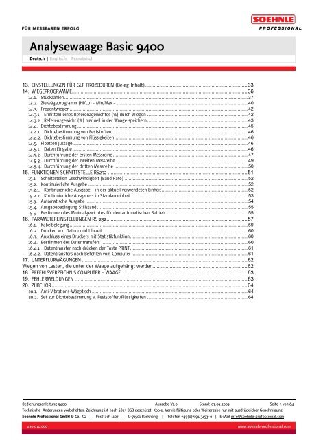 Analysewaage Basic 9400 - Wum-profishop.de