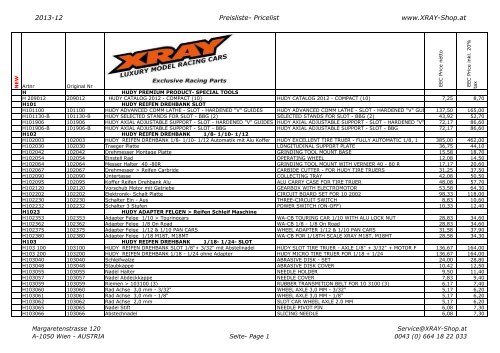 2013 12 Preisliste Price