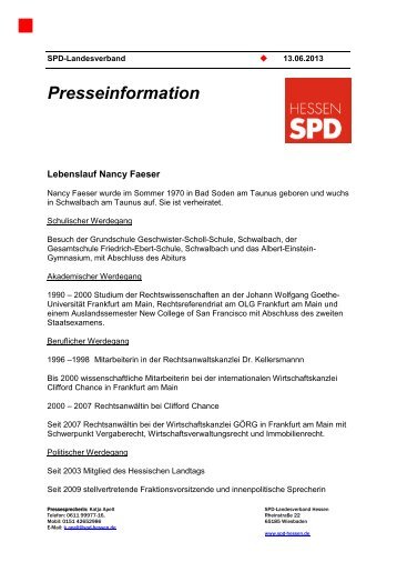 Faeser, Nancy - Lebenslauf - SPD Hessen