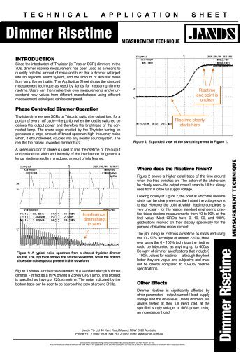 Dimmer Risetime Technical Application Sheet - Jands