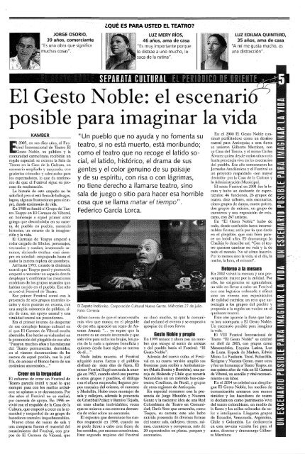 El Gesto. - Casa del Teatro de Medellín